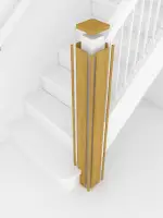 Rendering of a newel post cladding system