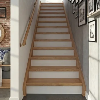 13 Prime Oak Tread With White Riser Straight Set - Modern Range