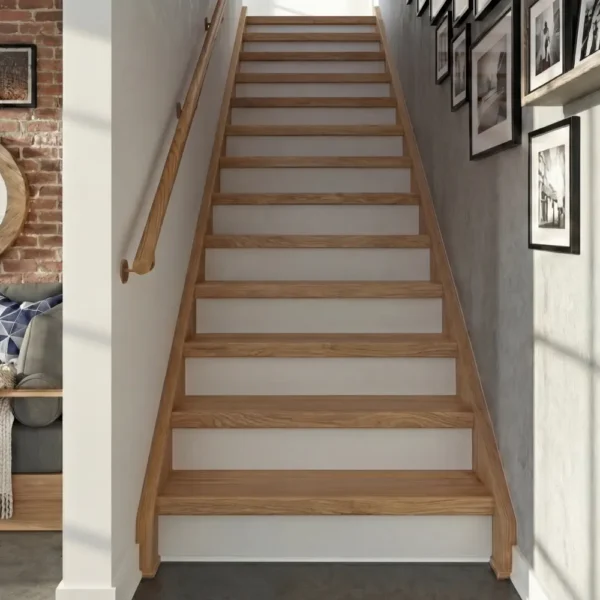 13 Prime Oak Tread With White Riser Straight Set - Modern Range