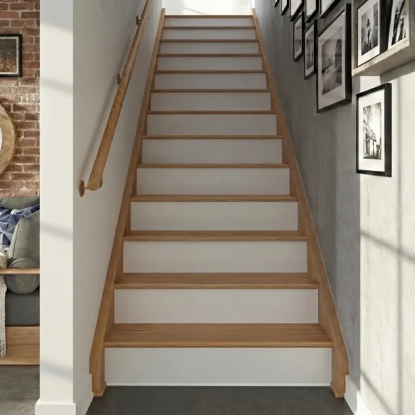 13 Prime Oak Tread With White Riser Straight Set - Classic Range | FIXIMER