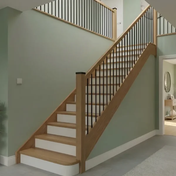 13 Prime Oak Tread With White Riser Set - Modern Range