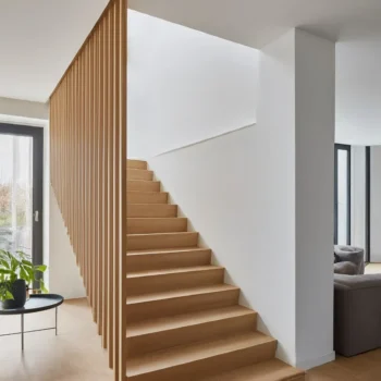 Rendering of balustrade with floor to ceiling slats