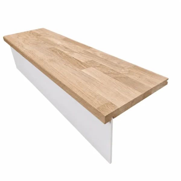 Oak Finger Joint Straight Tread With White Riser - Essential Range 900mm ( 0.9m )