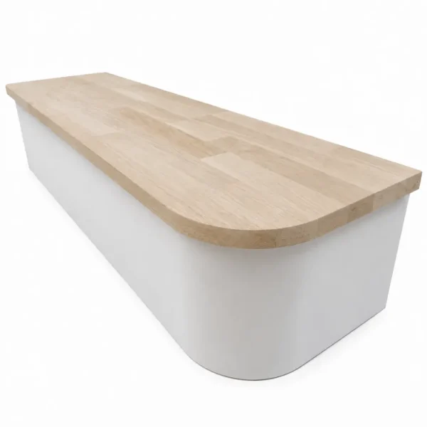 Oak Finger Joint Bullnose Tread and White Riser L/R - Essential Range
