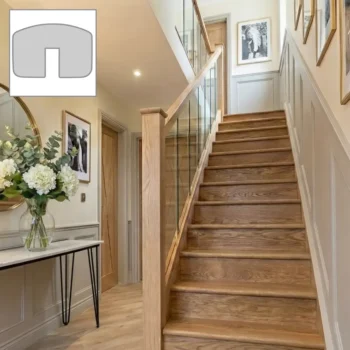 Oak Essential Handrail and Glass Banister Set 3.6m With Newels and Glass Panels