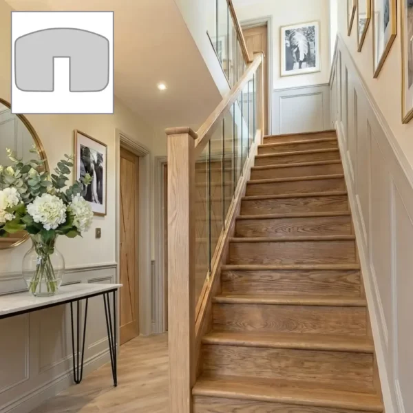Oak Essential Handrail and Glass Banister Set 3.6m With Newels and Glass Panels