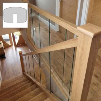 Oak Essential Handrail and Glass Banister Set 3.6m + 1.8m With Newels and Glass Panels