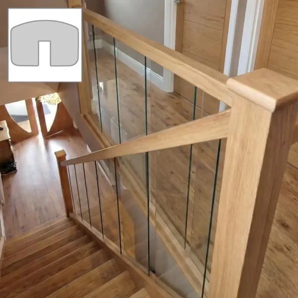 Oak Essential Handrail and Glass Banister Set 3.6m + 1.8m With Newels and Glass Panels