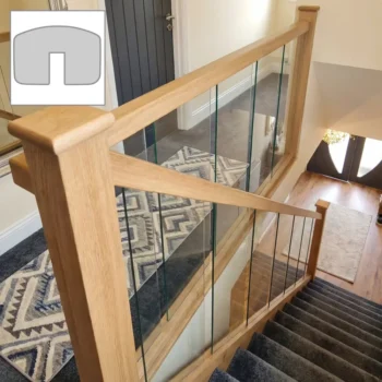 Oak Essential Handrail and Glass Banister Set 4.2m + 1.8m With Newels and Glass Panels