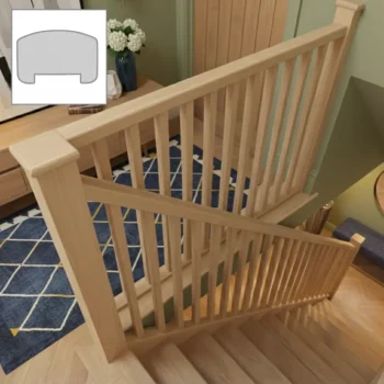 Oak Essential Finger Joint Handrail and Oak Stop Chamfer Spindle Set 3.6m + 1.8m With Oak Newels