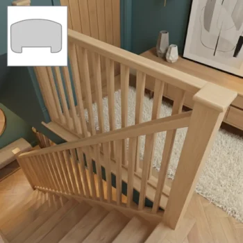 Oak Essential Finger Joint Handrail and Oak Plain Square Spindle Set 3.6m + 1.8m With Oak Newels