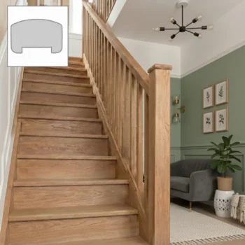 Oak Essential Finger Joint Handrail and Oak Stop Chamfer Spindle Set 3.6m With Oak Newels