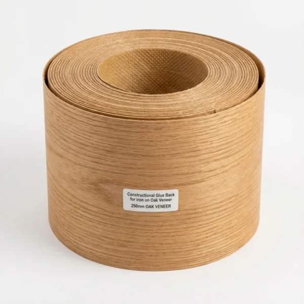Constructional Glue Back Oak Veneer 250mm - sold per running metre