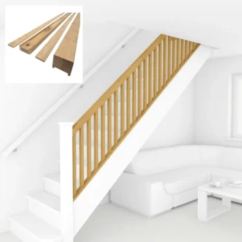 Bundle Builder Oak Modern Square Handrail and Baserail set for 41mm Spindles