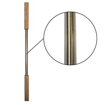 Square Oak and Antique Brass Metal Spindle 41mm x 900mm