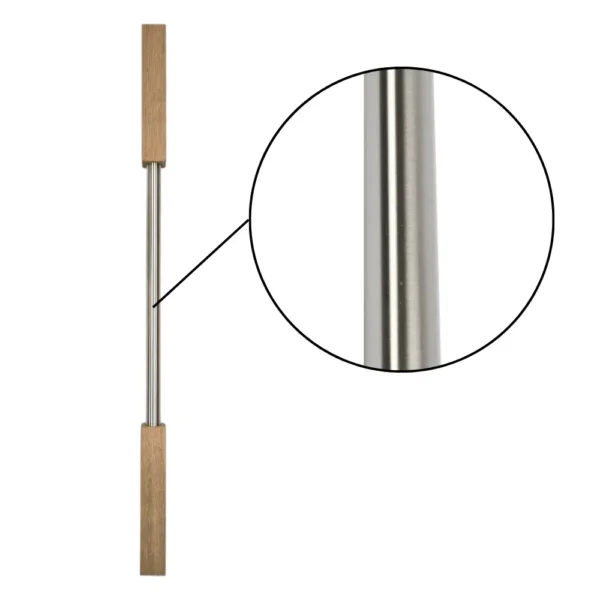 Square Oak and Brushed Stainless Steel Spindle 41mm x 900mm