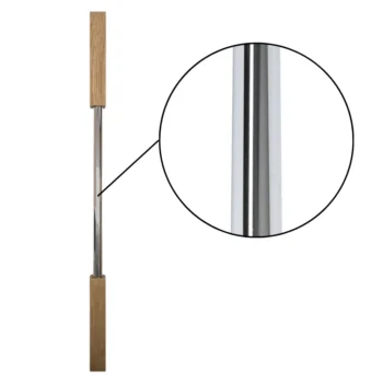 Square Oak and Polished Stainless Steel Spindle 41mm x 900mm