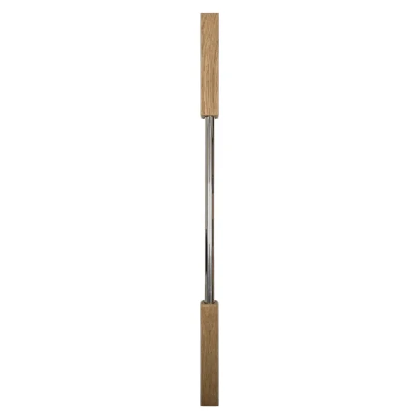 Square Oak and Polished Stainless Steel Spindle 41mm x 900mm - Image 4