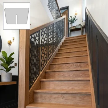 Oak Signature Plus Handrail 3.6m Set With Newels and HexaGlam Metal Panels