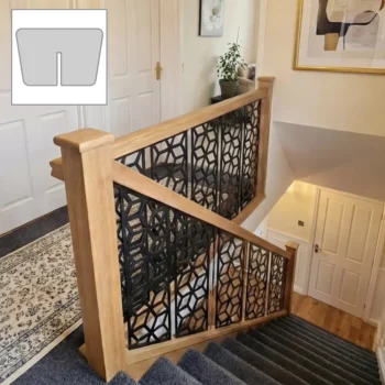 Oak Signature Plus Handrail 4.2 + 1.8m Set With Newels and HexaGlam Metal Panels