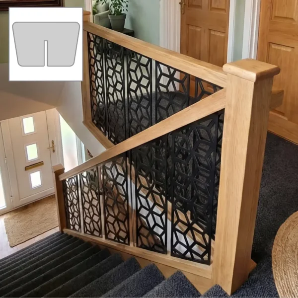 Oak Signature Plus Handrail 3.6 + 1.8m Set With Newels and HexaGlam Metal Panels