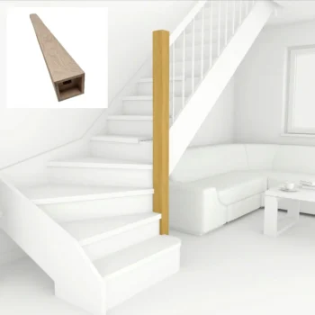 Oak Plain Square Newel Post For LED Sensor