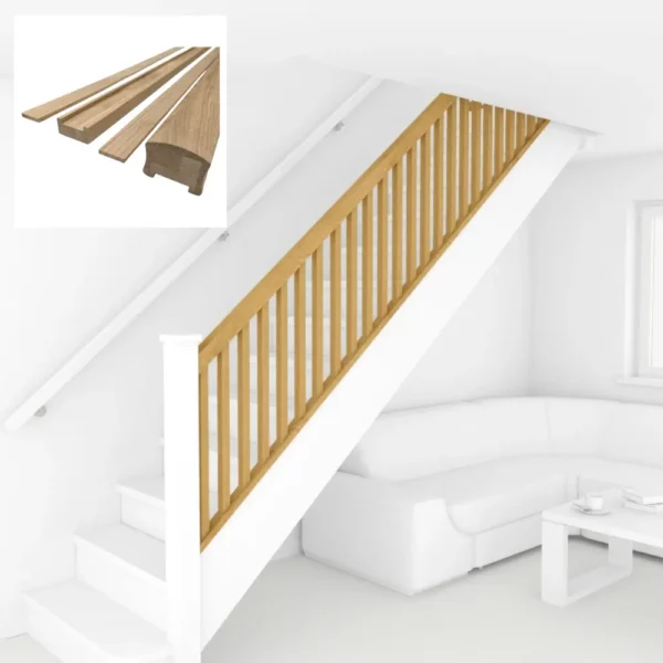 Bundle Builder Oak Modern Square Handrail and Baserail set for 41mm Spindles - Image 10