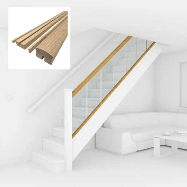 Bundle Builder Oak Premium 8mm Glass Grooved Handrail and Baserail