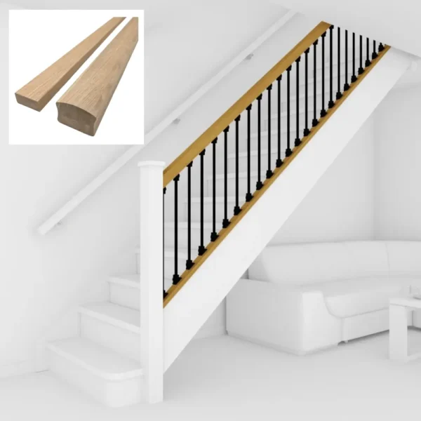 Bundle Builder Oak Premium Handrail and Baserail set Ungrooved for Metal Spindles