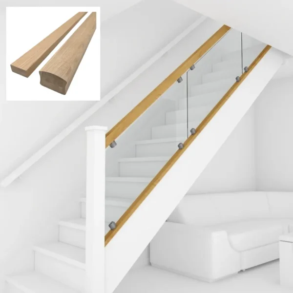 Bundle Builder Oak Premium Handrail and Baserail Ungrooved for Glass