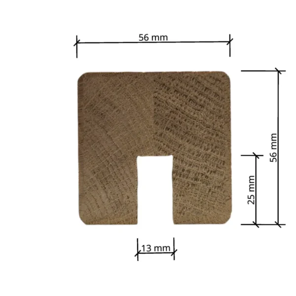 Oak Square Handrail Grooved for Metal Spindles Dimensions