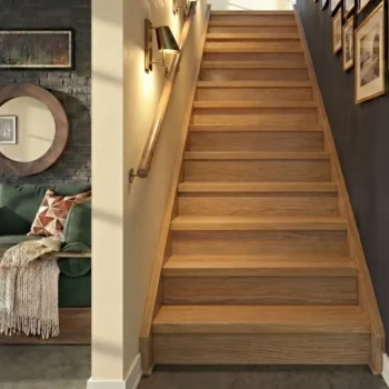 13 Prime Oak Tread With Oak Veneered Riser Straight Set - Modern Range