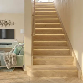 13 Prime Oak Tread With Oak Veneered Riser Set - Modern LED Range