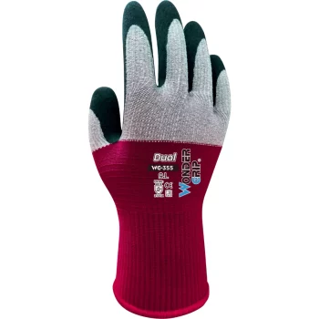 Wonder Grip Dual Gloves Burgundy and Grey