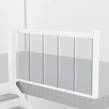 White Primed Modern Glass Banister Bundle for Landing up to 1.8m