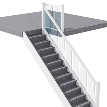 White Primed Modern Glass Banister Bundle 3.6m + 0.8m With Newel Posts, Cap and Glass Panels