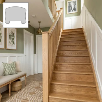 Oak Premium Handrail and Oak Plain Square Spindle Set 3.6m With Oak Newels