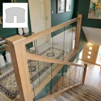 Oak Premium Handrail and Glass Banister Set 4.2m + 1.8m With Newels and Glass Panels