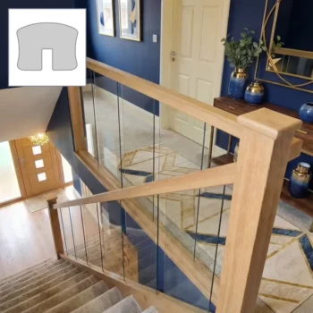 Oak Premium Handrail and Glass Banister Set 3.6m + 1.8m With Newels and Glass Panels