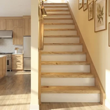 13 Rustic Oak Tread With White Riser Straight Set - Modern Range