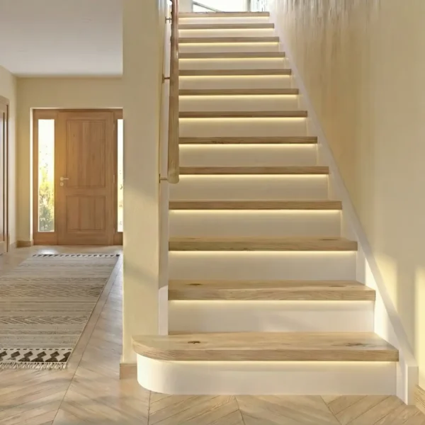13 Rustic Oak Tread With White Riser Set - Modern LED Range