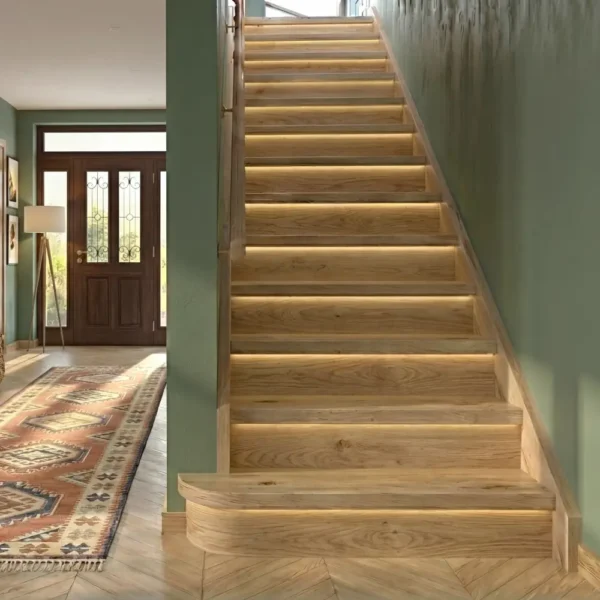 13 Rustic Oak Tread With Oak Veneered Riser Set - Modern LED Range