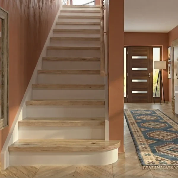 13 Rustic Oak Tread With White Riser Set - Modern Range