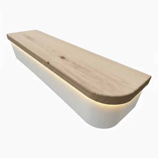 Rustic Oak Bullnose Tread and White Riser L/R - Modern LED Range