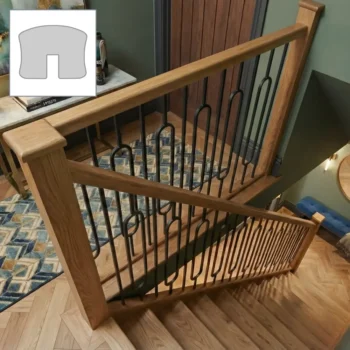 Oak Premium Handrail and Metal Modern Slim Spindles Bundle 3.6m + 1.8m With Oak Newels