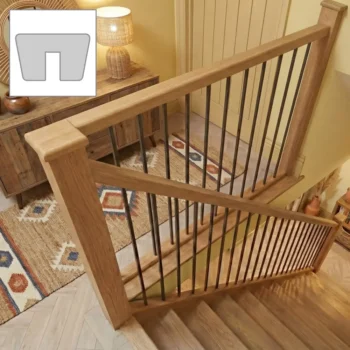 Oak Signature Plus Handrail and Metal Modern Plain Spindles Bundle 3.6m + 1.8m With Oak Newels