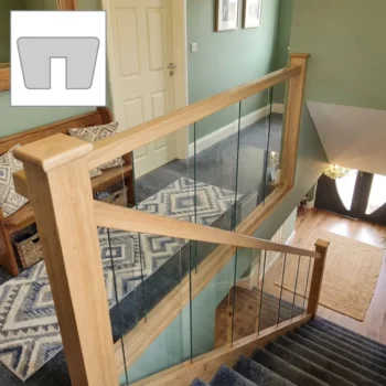 Oak Signature Plus Handrail and Glass Banister Set 3.6m + 1.8m With Newels and Glass Panels