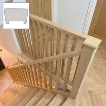 Oak Signature Plus Handrail and Oak Plain Square Spindle Set 3.6m + 1.8m With Oak Newels