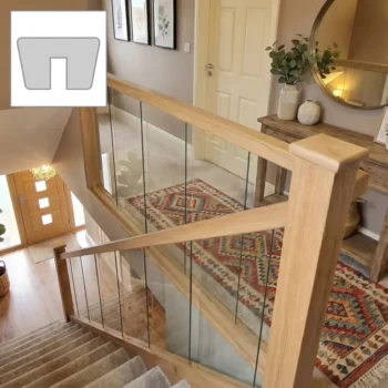 Oak Signature Plus Handrail and Glass Banister Set 4.2m + 1.8m With Newels and Glass Panels