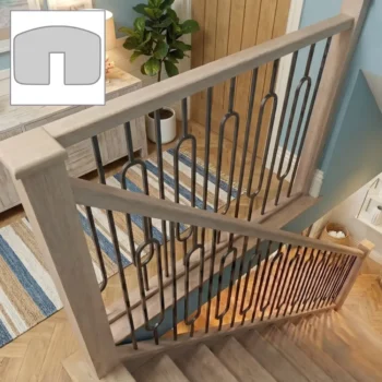 Oak Essential Handrail and Metal Modern Slim Spindles Bundle 3.6m + 1.8m With Oak Newels
